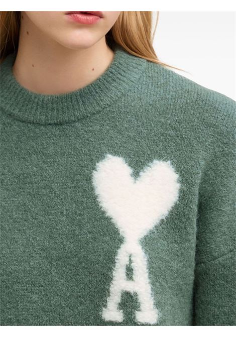 Green Ami de Coeur V-neck jumper Ami Paris - unisex AMI PARIS | UKS025KN00324013