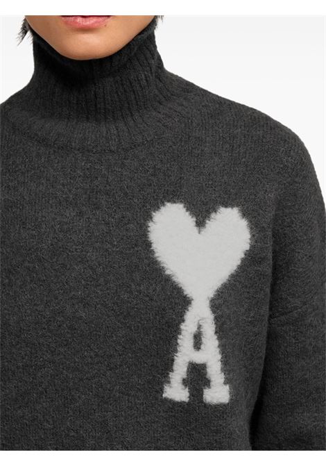 Grey Ami de Coeur roll-neck jumper Ami Paris - unisex AMI PARIS | UKS425KN0032061