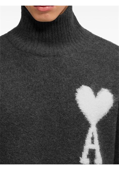 Grey Ami de Coeur roll-neck jumper Ami Paris - unisex AMI PARIS | UKS425KN0032061