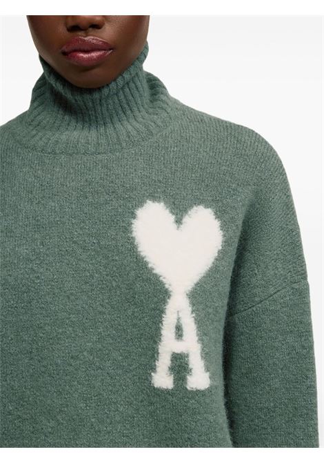 Green Ami de Coeur roll-neck jumper Ami Paris - unisex AMI PARIS | UKS425KN00324013