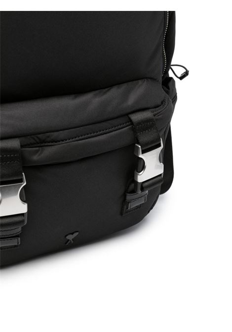 Black logo-plaque zipped backpack - unisex AMI PARIS | ULL300AW0021001