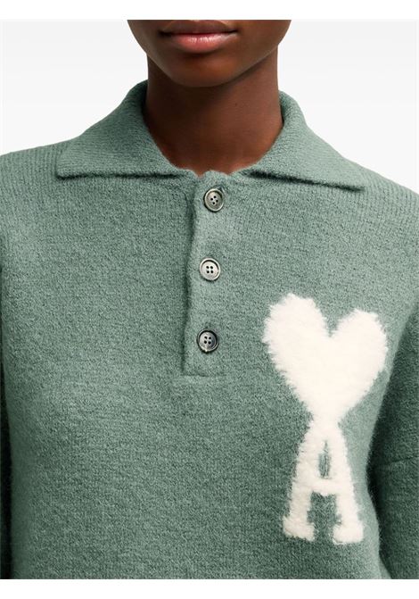 Green Ami de Coeur alpaca-blend polo jumper Ami Paris - unisex AMI PARIS | UPL325KN00324013