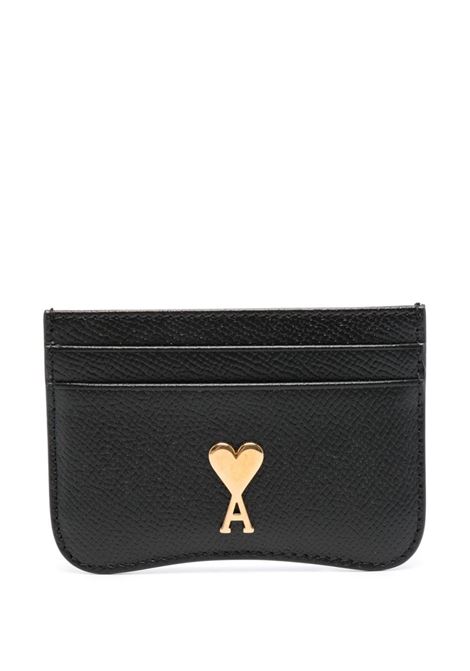 Black logo-plaque card holder - unisex AMI PARIS | USL104AL00360015