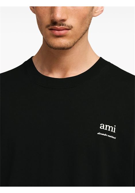 Black logo-print T-shirt - unisex AMI PARIS | UTS024726001