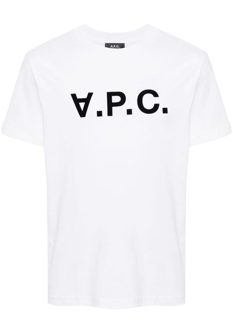 White flocked-logo T-shirt A.P.C. - unisex A.P.C. | COHBMM26384TAE