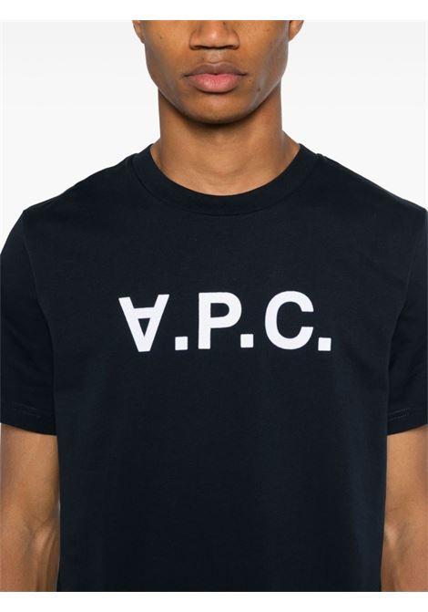 Blue flocked-logo T-shirt A.P.C. - unisex A.P.C. | COHBMM26384TIQ
