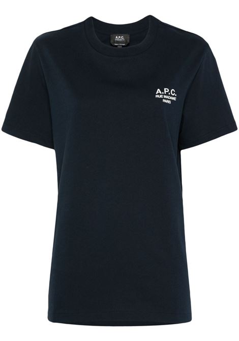 Navy blue Rue Madame logo-embroidered T-shirt A.P.C. - women A.P.C. | COHBUM26388TIQ