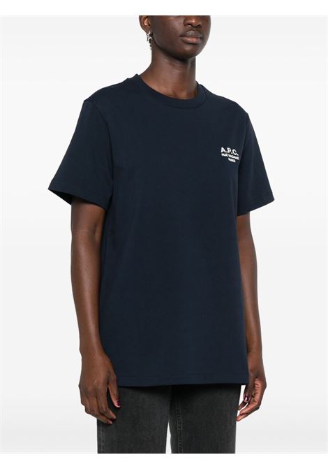 Navy blue Rue Madame logo-embroidered T-shirt A.P.C. - women A.P.C. | COHBUM26388TIQ