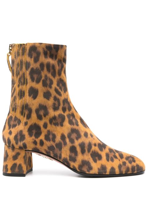 Brown 50mm animal-print boots Aquazzura - women