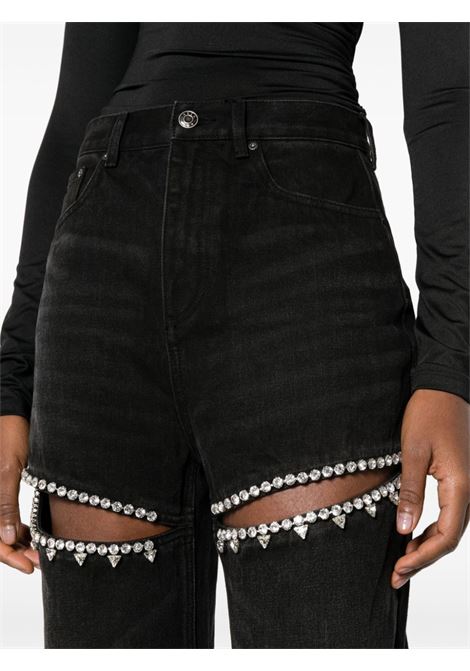 Jeans affusolati con cristalli  in nero - donna AREA | P01333BLK