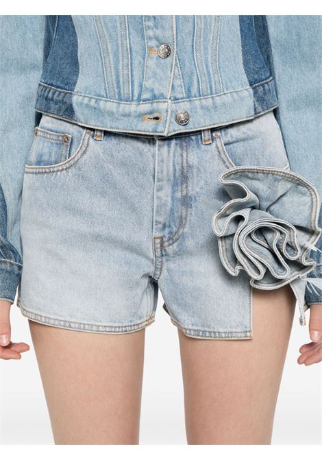 Blue denim floral-appliqu? shorts Area - women AREA | PF24AWSO001DE01BL