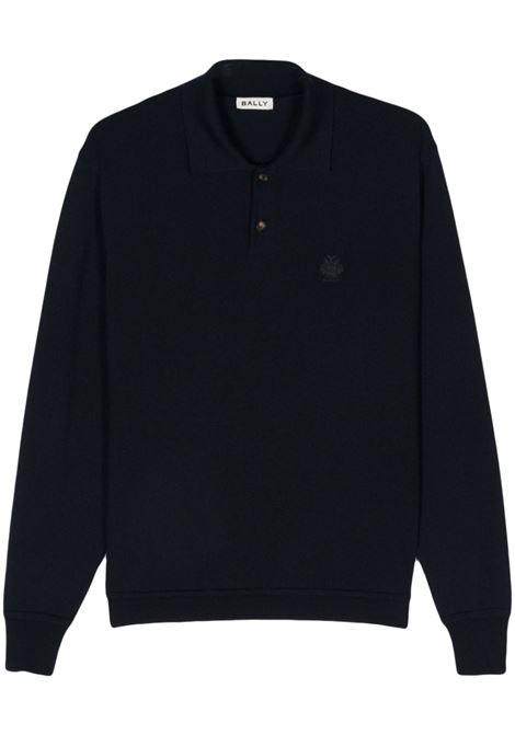 Blue long-sleeve knitted polo shirt Bally - men BALLY | MKN05BWO046U590