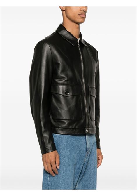 Black zip-up leather jacket Bally - men  BALLY | MLE055PE001U901