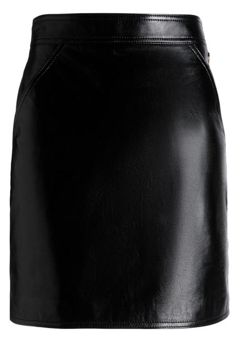 Black high-waisted leather skirt Bally - women BALLY | WLE05FPE061U901