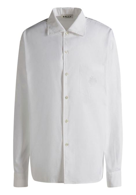 White embroidered logo cotton button-up shirt Bally - men BALLY | Shirts | WSH010CO327U001