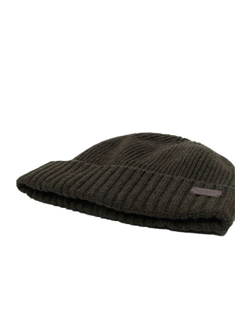 Dark green logo-patch knitted beanie - men BARBOUR | Hats | MHA0449GN91