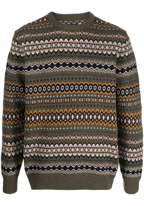 Multicolored intarsia crew-neck wool jumper - men BARBOUR | Sweaters | MKN1027GN34