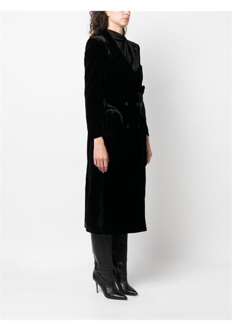 Black double-breasted velvet midi dress - women BLAZÉ MILANO | BDD01ESSE0580001