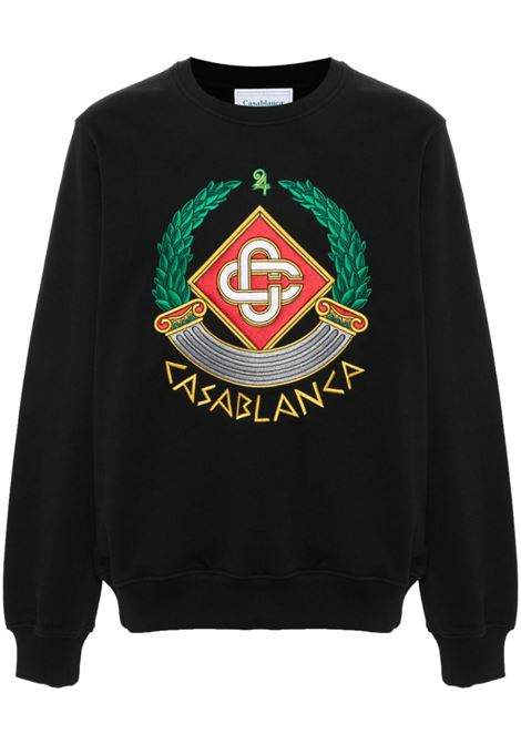 Black logo-detail crew neck sweatshirt Casablanca - men  CASABLANCA | Sweatshirts | MF24JTP00103BLK