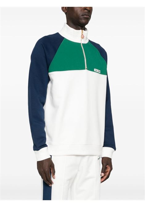 Felpa con design color-block in verde, bianco e blu Casablanca - uomo CASABLANCA | MF24JTP28801GRNNVYWHT