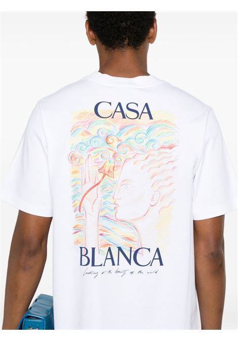 T-shirt Mushroom Goddess in bianco di Casablanca - uomo CASABLANCA | MF24JTS00101WHT