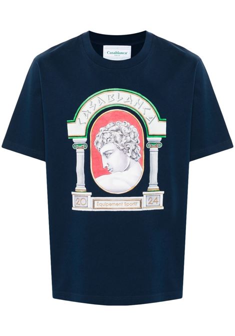 T-shirt con stampa grafica in blu Casablanca - uomo CASABLANCA | T-shirt | MF24JTS00105NVY