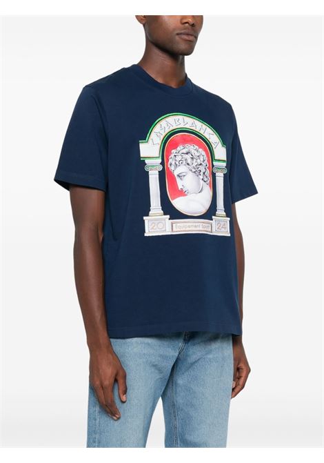 T-shirt con stampa grafica in blu Casablanca - uomo CASABLANCA | MF24JTS00105NVY