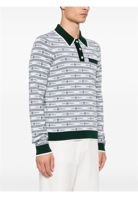 Polo con logo in bianco e verde Casablanca - uomo CASABLANCA | MF24KW72901EVRGRNWHT