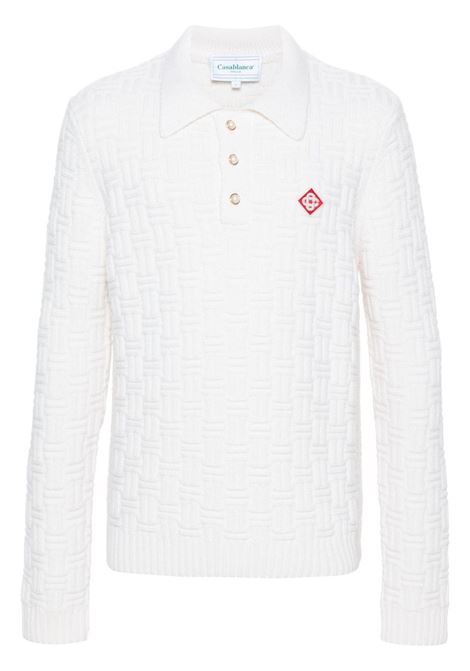 White column polo-style collar jumper Casablanca - men CASABLANCA | Sweaters | MF24KW73101WHT