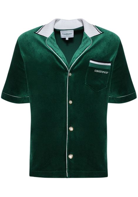 Green Velour shirt Casablanca - men CASABLANCA | Shirts | MPF24JTP20901GRN