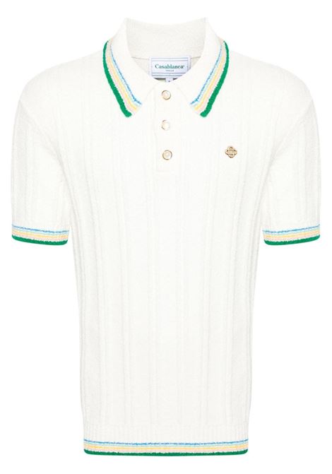 White logo-plaque boucl? polo shirt Casablanca - men CASABLANCA | MPF24KW68701WHT