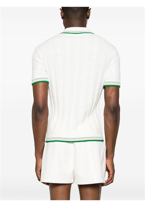 White logo-plaque boucl? polo shirt Casablanca - men CASABLANCA | MPF24KW68701WHT