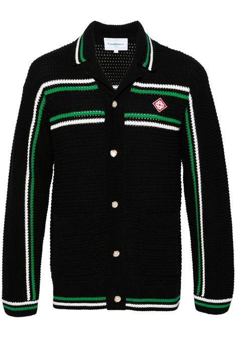 Black , green and white striped crochet-effect cardigan Casablanca - men CASABLANCA | MPF24KW70701BLK