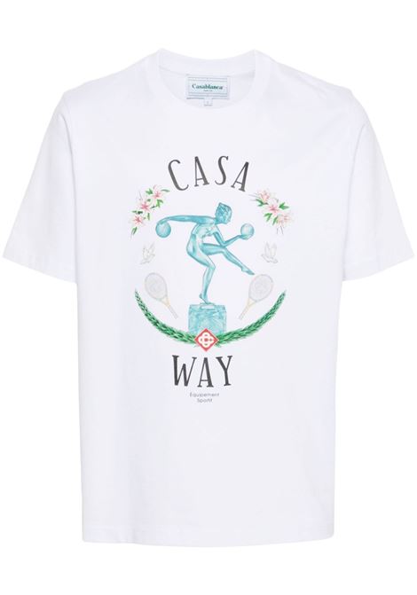 T-shirt con stampa Statue En Marbre in bianco di Casablanca - uomo CASABLANCA | UMPF24JTS00102WHT