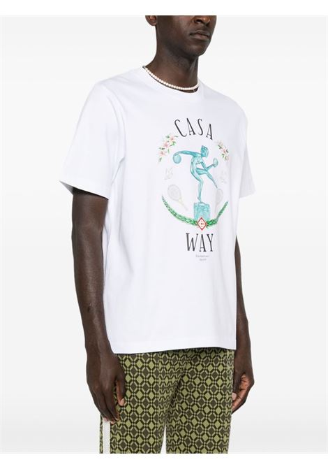T-shirt con stampa Statue En Marbre in bianco di Casablanca - uomo CASABLANCA | UMPF24JTS00102WHT