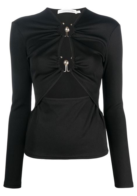 Black cut-out detail long-sleeve top - women