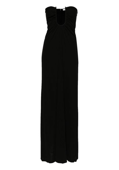 Black Arced Palm strapless dress ? women 