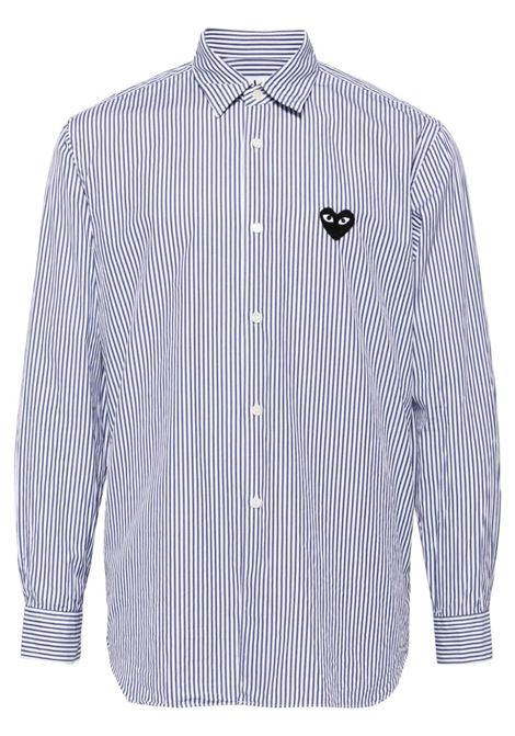 Camicia con applicazione in blu Comme des garcons play - uomo COMME DES GARCONS PLAY | Camicie | AXB0180511