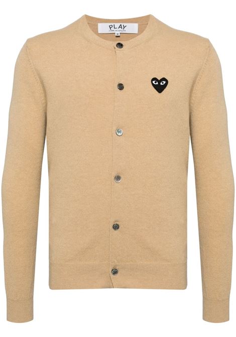 Cardigan con logo a cuore in marrone Comme des garcons play - uomo COMME DES GARCONS PLAY | AXN0230513