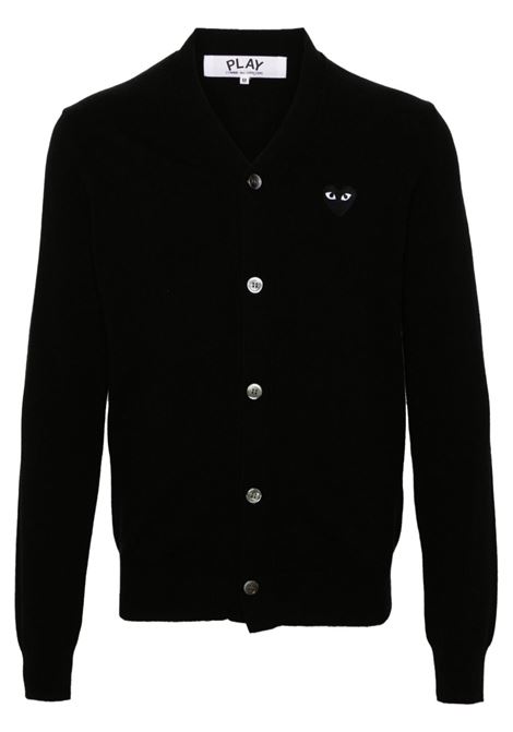 Cardigan con applicazione in nero Comme des garcons play - uomo COMME DES GARCONS PLAY | Maglie | AXN0240511