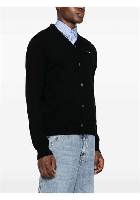 Cardigan con applicazione in nero Comme des garcons play - uomo COMME DES GARCONS PLAY | AXN0240511