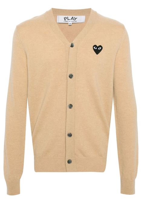 Camel brown m?lange-effect cardigan Comme des garcons play - men COMME DES GARCONS PLAY | Sweaters | AXN0240513