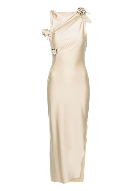 Beige asymmetric floral-appliqu? gown Coperni - women