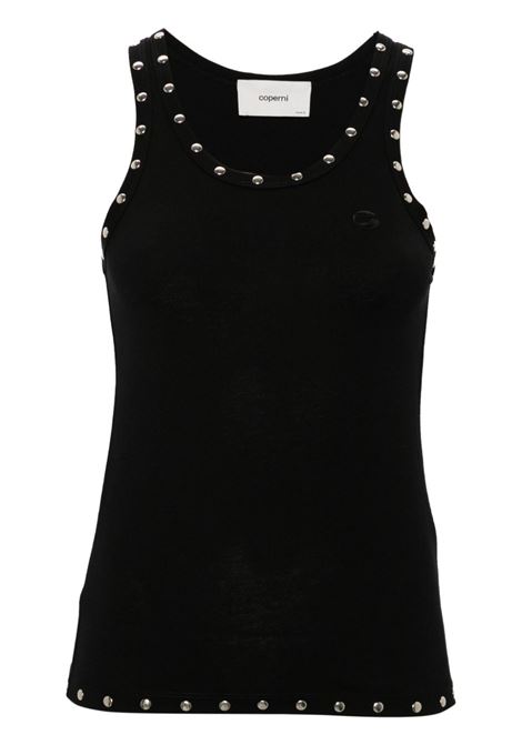 Black and silver Studded Logo tank top Coperni - women