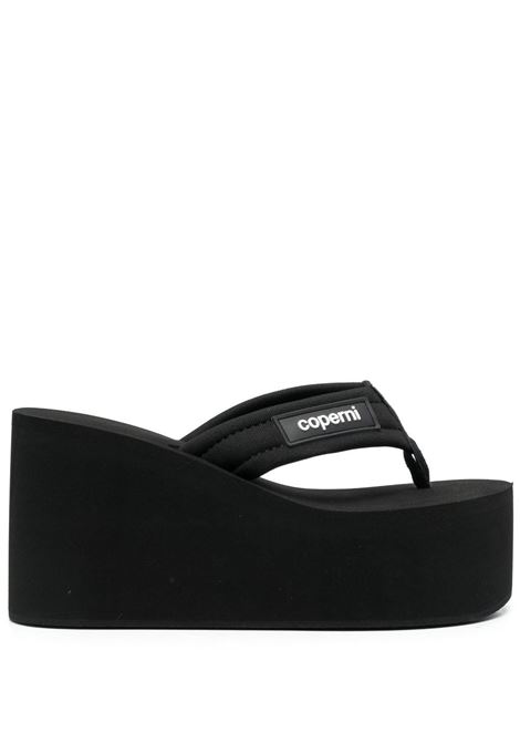 Black logo-patch wedge sandals Coperni - women 