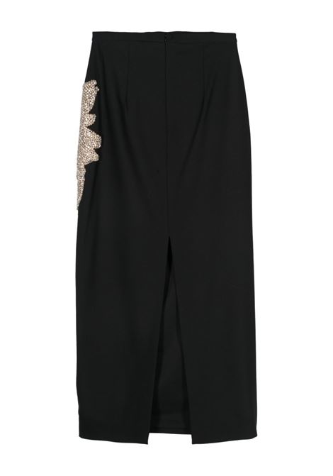 Black Anny Rhinestone-embellished Stretch-wool Maxi Skirt Costarellos - women  COSTARELLOS | PF2435BLK