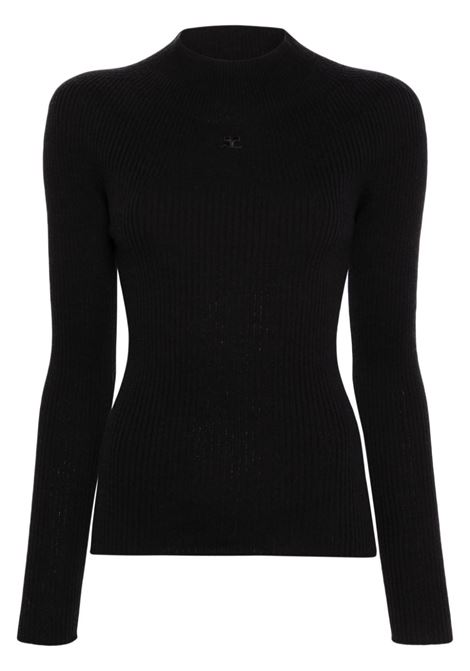 Maglione Solar a coste in nero Courrèges - donna COURRÈGES | Maglie | 124MPU128FI00499999