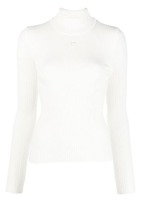 White roll-neck knitted top Courr?ges - women  COURRÈGES | Top | PERMPU022FI00010001