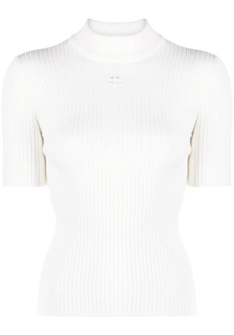 Top corto in maglia a coste in bianco - courreges -  donna