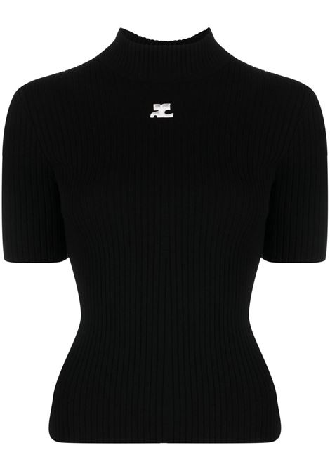 Black high-neck ribbed-knit top - COURREGES - women